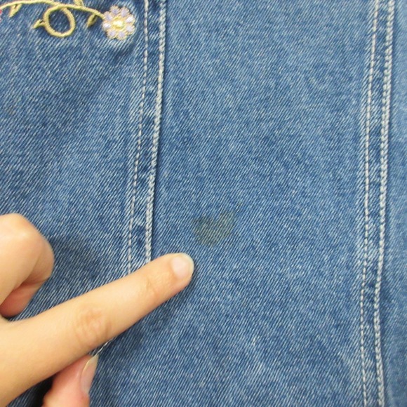 Mickey Unlimited Jerry Leign Denim Dress Overall Women 26 Embroidered Vtg 578 - Picture 13 of 14